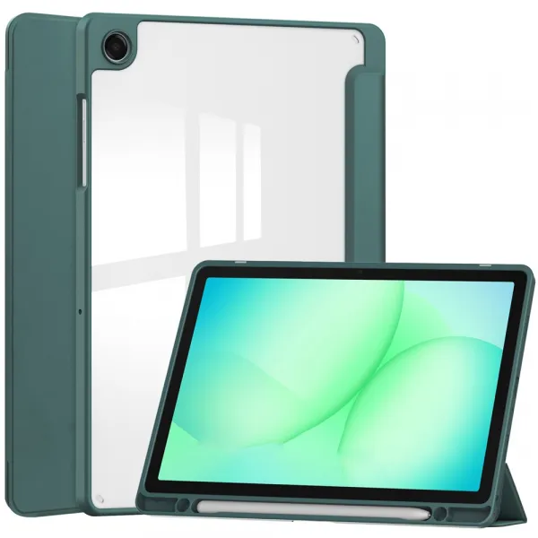 CRYSTAL Zaklápací obal pre Samsung Galaxy Tab A11+ zelený