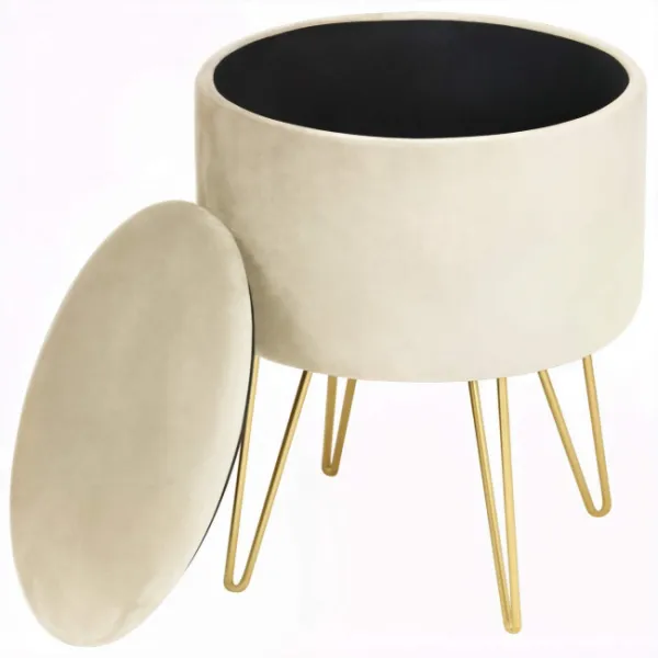 Ak furniture Taburet Lili s úložným prostorem kašmírový