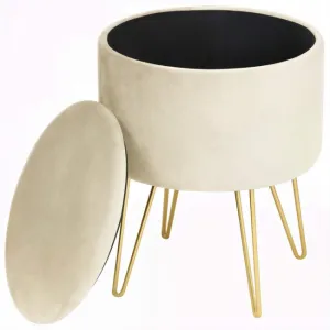 Ak furniture Taburet Lili s úložným prostorem kašmírový