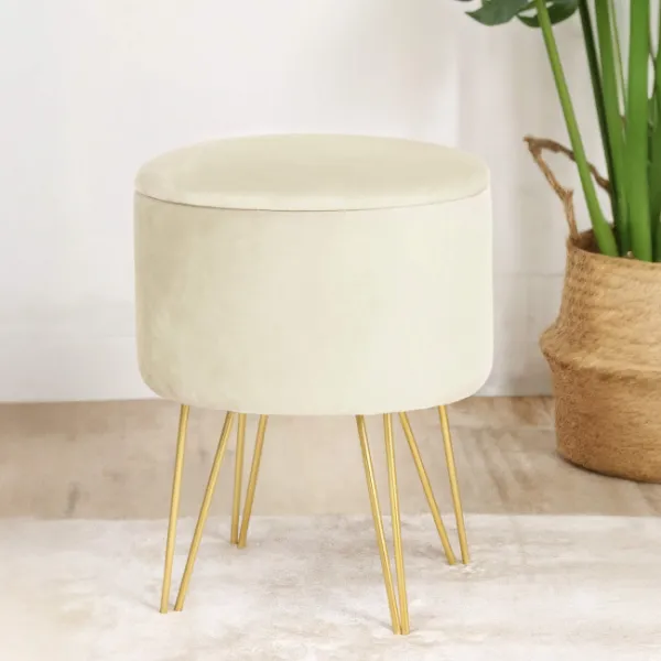 Ak furniture Taburet Lili s úložným prostorem kašmírový