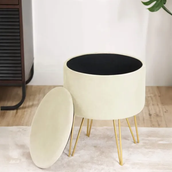 Ak furniture Taburet Lili s úložným prostorem kašmírový