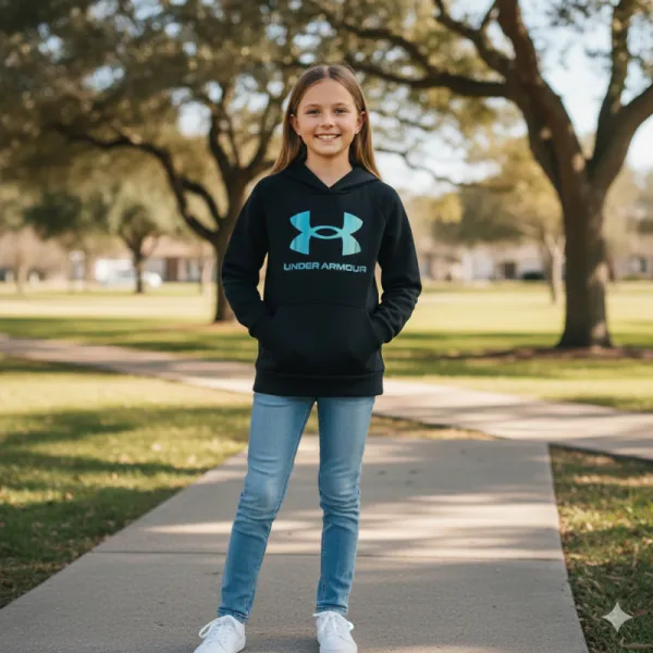 Dievčenská zateplená mikina s kapucňou UNDER ARMOUR UA Rival Flc Shimmer Hdy