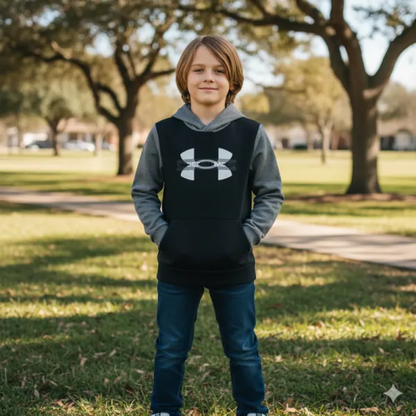 Chlapčenská zateplená mikina s kapucňou UNDER ARMOUR UA Rival Flc Cblck Grphc HD