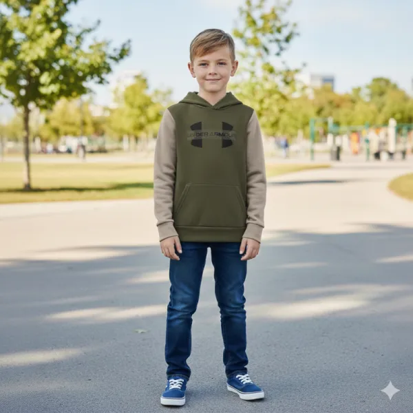 Chlapčenská zateplená mikina s kapucňou UNDER ARMOUR UA Rival Flc Cblck Grphc HD
