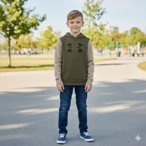 Chlapčenská zateplená mikina s kapucňou UNDER ARMOUR UA Rival Flc Cblck Grphc HD