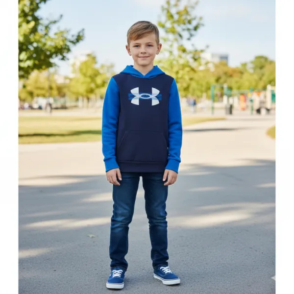 Chlapčenská zateplená mikina s kapucňou UNDER ARMOUR UA Rival Flc Cblck Grphc HD