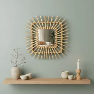 Tutumi Nástenné zrkadlo BOHO 45x45 cm bambus