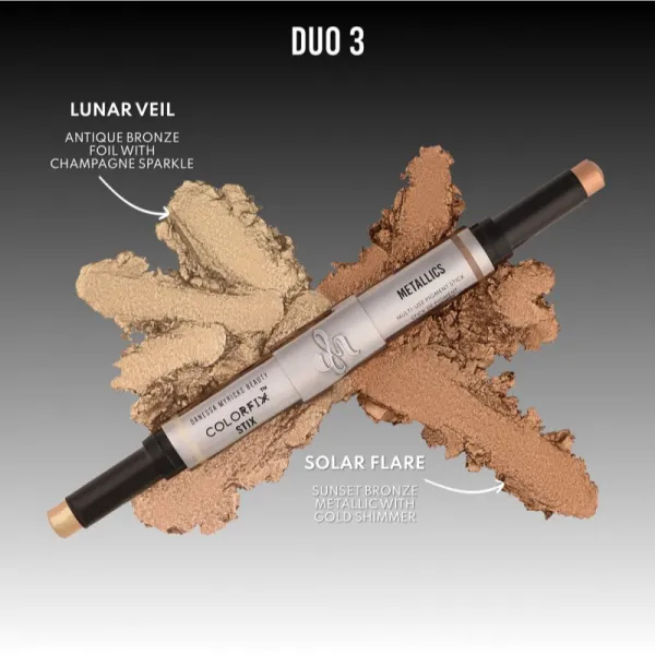 Danessa Myricks Beauty Colorfix Stix multifunkčné líčidlo na oči, pery a tvár odtieň Duo 3 Lunar Veil/Solar Flare 2x3 g