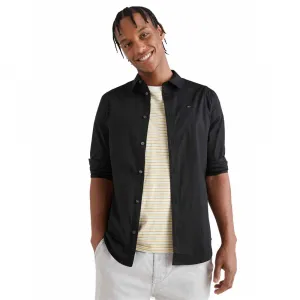 Košeľa Tommy Jeans pánska, čierna farba, slim, s klasickým golierom, DM0DM04405