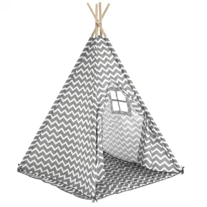Detský stan-teepee, sivá/biela/vzor, ETENT