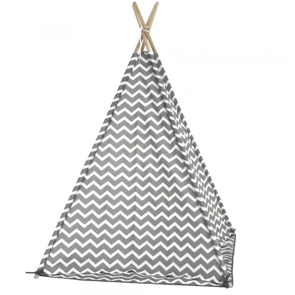 Detský stan-teepee, sivá/biela/vzor, ETENT