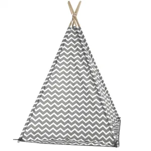 Detský stan-teepee, sivá/biela/vzor, ETENT
