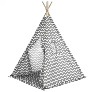 Detský stan-teepee, sivá/biela/vzor, ETENT