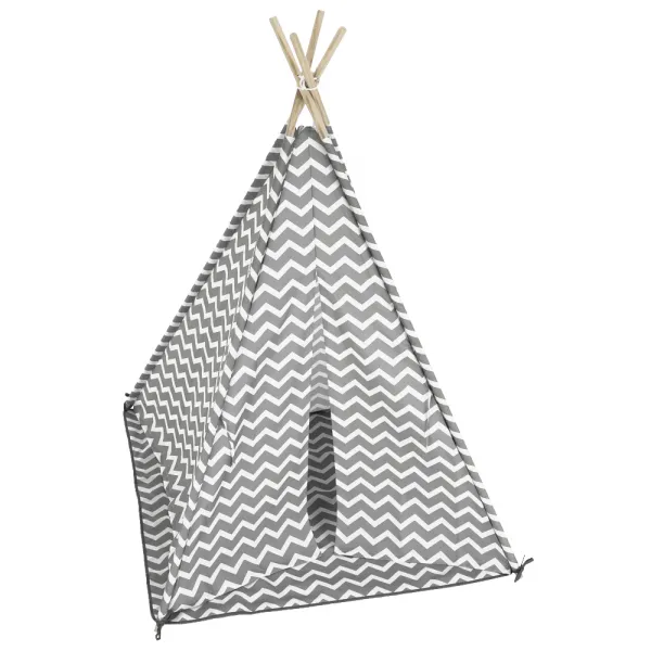 Detský stan-teepee, sivá/biela/vzor, ETENT