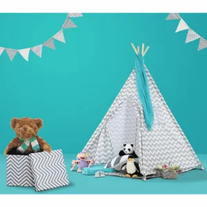 Detský stan-teepee, sivá/biela/vzor, ETENT
