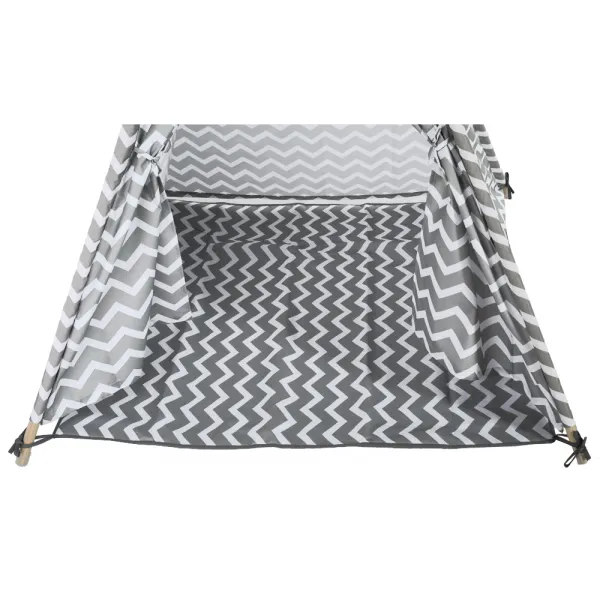 Detský stan-teepee, sivá/biela/vzor, ETENT