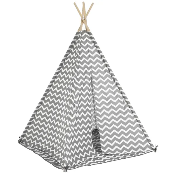 Detský stan-teepee, sivá/biela/vzor, ETENT