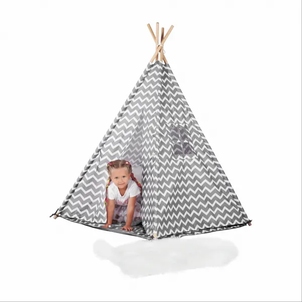 Detský stan-teepee, sivá/biela/vzor, ETENT