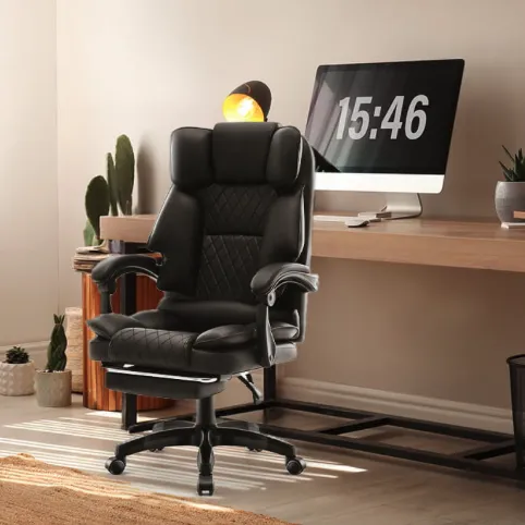 ErgonomickákancelárskastoličkaHC-1031zekokožespodnožkou-čierna