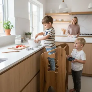Detskýkuchynskýpomocník–bezpečnáučiacavežasnastaviteľnouvýškoupes