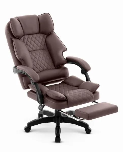 ErgonomickákancelárskastoličkaHC-1031zekokožespodnožkou-hnedá