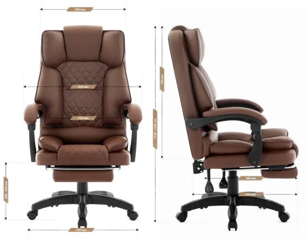 ErgonomickákancelárskastoličkaHC-1031zekokožespodnožkou-hnedá