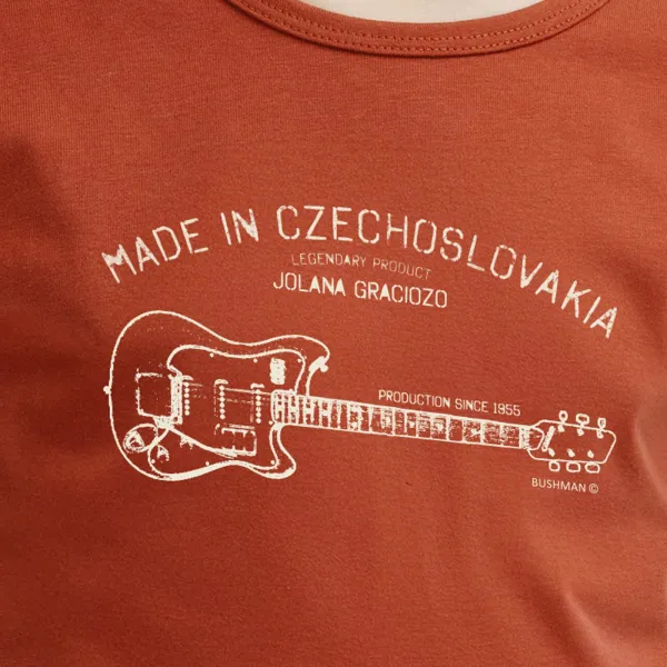 Bushman Detské tričko s hudobnou potlačou Guitarra, terracotta 152