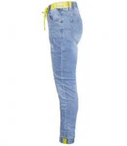 Pánske modré denim joggery s viazaním