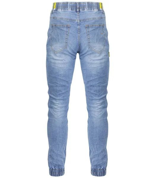 Pánske modré denim joggery s viazaním