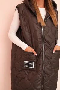 Legínovo Dámska prešívaná vesta Plus Size s kapucňou na zips fango Farba: Čierna, Veľkosť: UNI