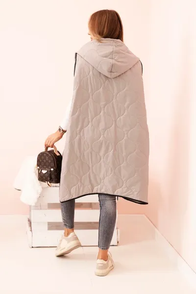Legínovo Dámska prešívaná vesta Plus Size s kapucňou na zips fango Farba: Čierna, Veľkosť: UNI