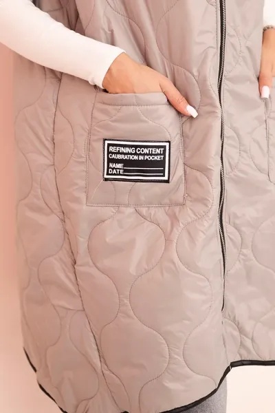 Legínovo Dámska prešívaná vesta Plus Size s kapucňou na zips fango Farba: Čierna, Veľkosť: UNI
