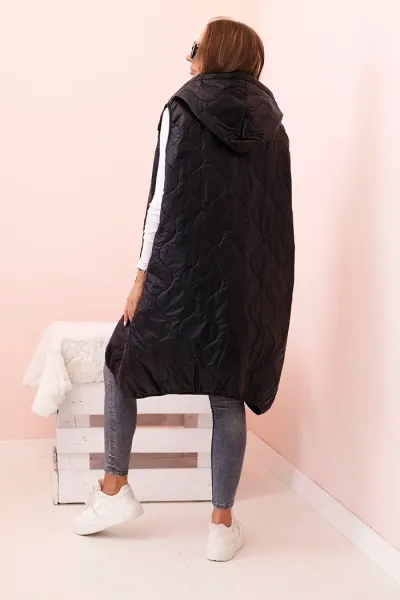 Legínovo Dámska prešívaná vesta Plus Size s kapucňou na zips fango Farba: Čierna, Veľkosť: UNI