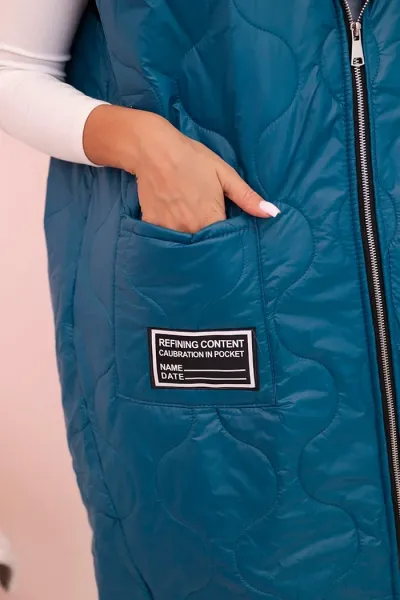 Legínovo Dámska prešívaná vesta Plus Size s kapucňou na zips fango Farba: Čierna, Veľkosť: UNI