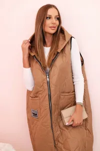 Legínovo Dámska prešívaná vesta Plus Size s kapucňou na zips fango Farba: Čierna, Veľkosť: UNI