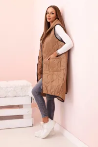 Legínovo Dámska prešívaná vesta Plus Size s kapucňou na zips fango Farba: Čierna, Veľkosť: UNI