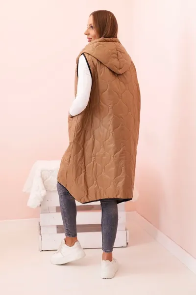 Legínovo Dámska prešívaná vesta Plus Size s kapucňou na zips fango Farba: Čierna, Veľkosť: UNI
