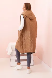 Legínovo Dámska prešívaná vesta Plus Size s kapucňou na zips fango Farba: Čierna, Veľkosť: UNI