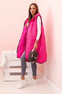 Legínovo Dámska prešívaná vesta Plus Size s kapucňou na zips fango Farba: Čierna, Veľkosť: UNI