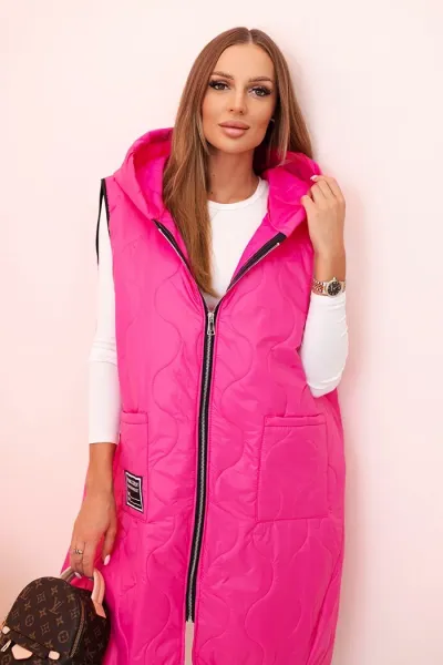 Legínovo Dámska prešívaná vesta Plus Size s kapucňou na zips fango Farba: Čierna, Veľkosť: UNI