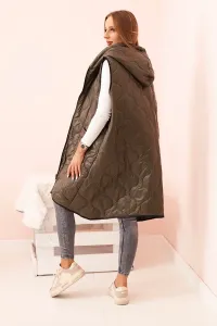 Legínovo Dámska prešívaná vesta Plus Size s kapucňou na zips fango Farba: Čierna, Veľkosť: UNI