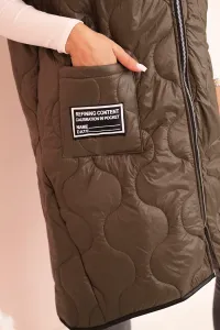 Legínovo Dámska prešívaná vesta Plus Size s kapucňou na zips fango Farba: Čierna, Veľkosť: UNI