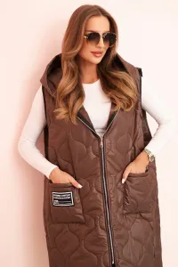 Legínovo Dámska prešívaná vesta Plus Size s kapucňou na zips fango Farba: Čierna, Veľkosť: UNI