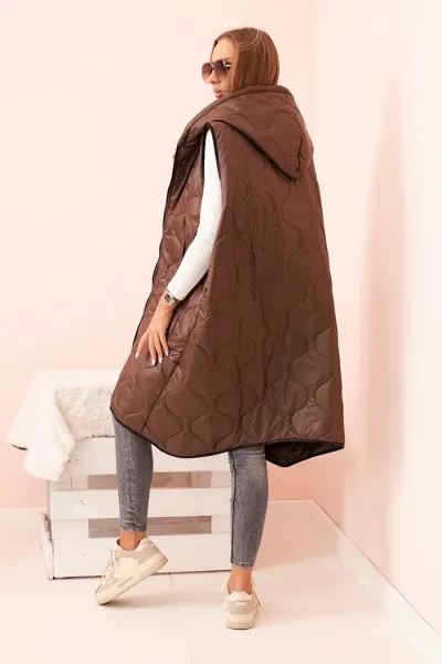 Legínovo Dámska prešívaná vesta Plus Size s kapucňou na zips fango Farba: Čierna, Veľkosť: UNI