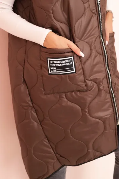 Legínovo Dámska prešívaná vesta Plus Size s kapucňou na zips fango Farba: Čierna, Veľkosť: UNI