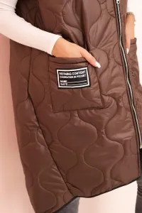Legínovo Dámska prešívaná vesta Plus Size s kapucňou na zips fango Farba: Čierna, Veľkosť: UNI