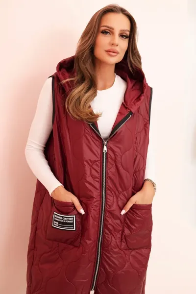 Legínovo Dámska prešívaná vesta Plus Size s kapucňou na zips fango Farba: Čierna, Veľkosť: UNI