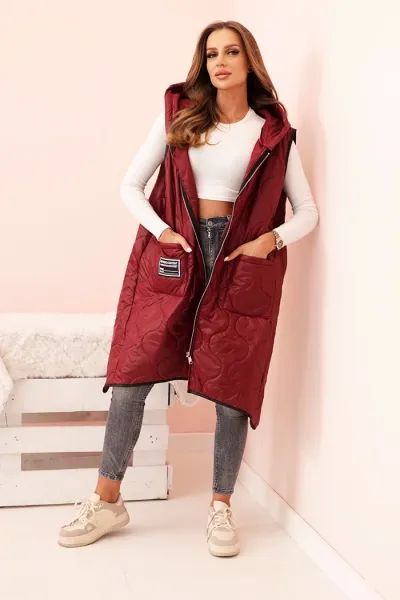 Legínovo Dámska prešívaná vesta Plus Size s kapucňou na zips fango Farba: Čierna, Veľkosť: UNI