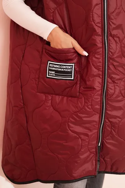Legínovo Dámska prešívaná vesta Plus Size s kapucňou na zips fango Farba: Čierna, Veľkosť: UNI