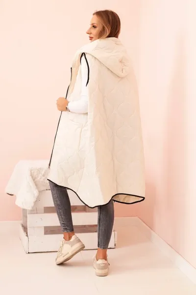 Legínovo Dámska prešívaná vesta Plus Size s kapucňou na zips fango Farba: Čierna, Veľkosť: UNI